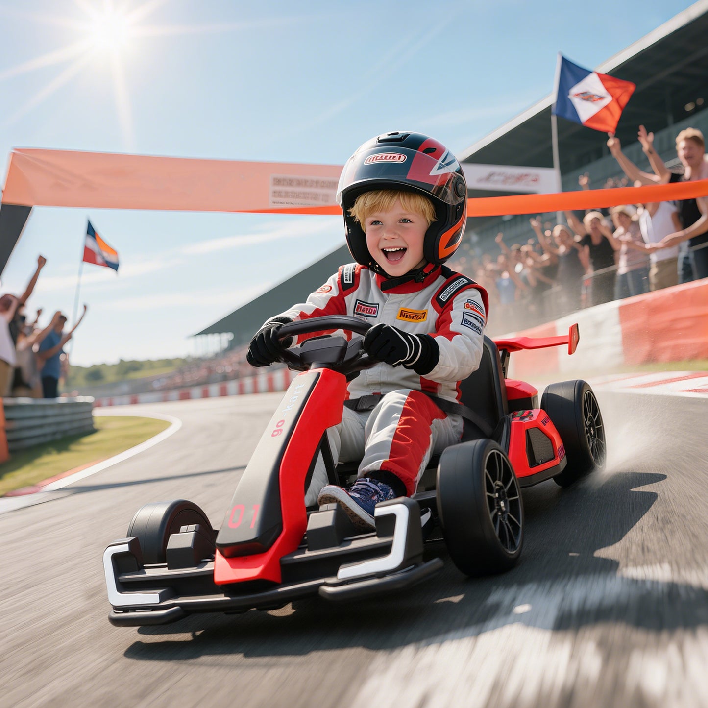24V Electric Go Kart for Kids with Adjustable Seat for 6-12 Years