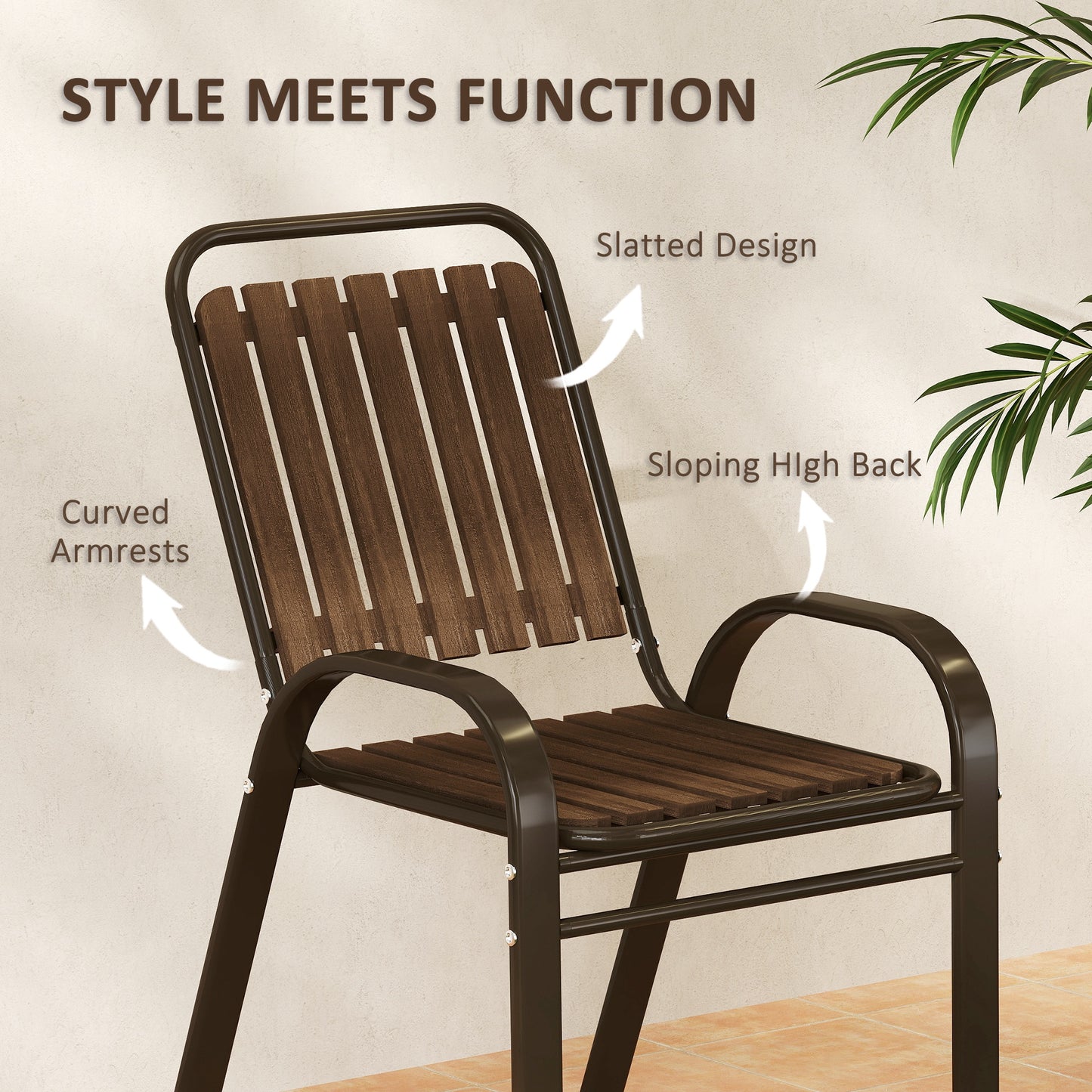 3 Pieces Patio Bistro Set with Stackable Chairs