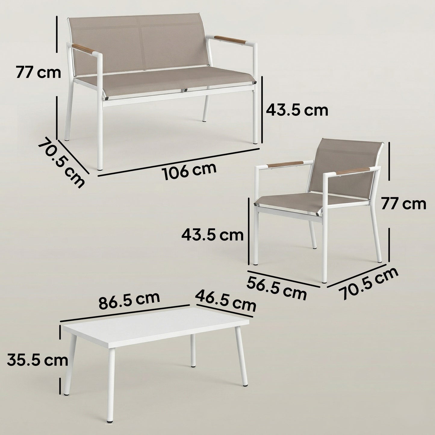 4 Seater Garden Furniture Set with Loveseat, Armchairs, Table