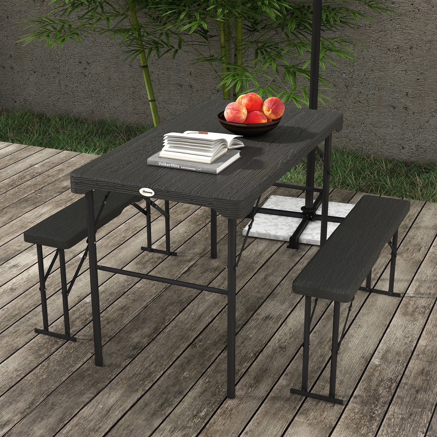 Folding Picnic Table with 2 Benches
