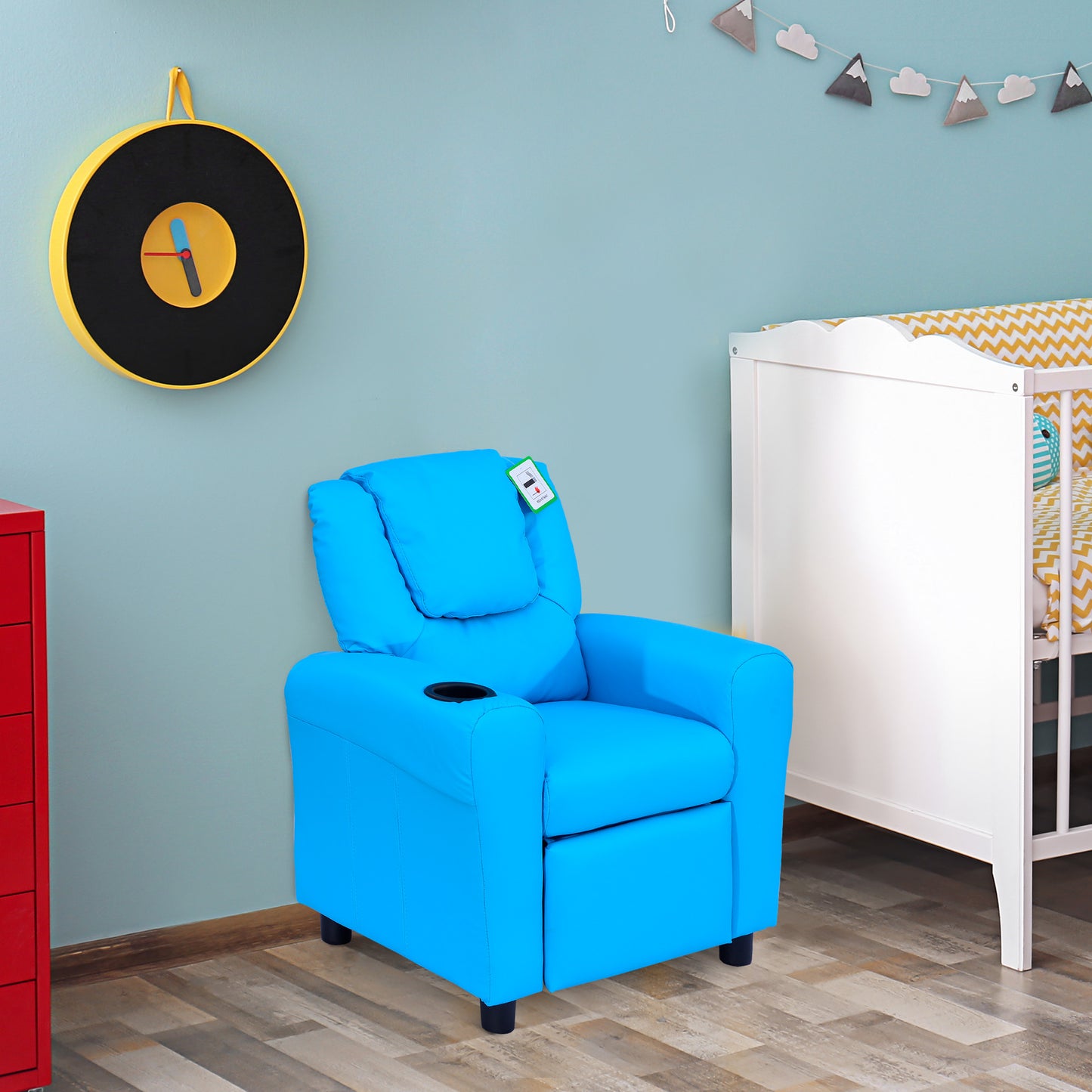 Kids Recliner Chair, PU Leather with Adjustable Backrest, Footrest