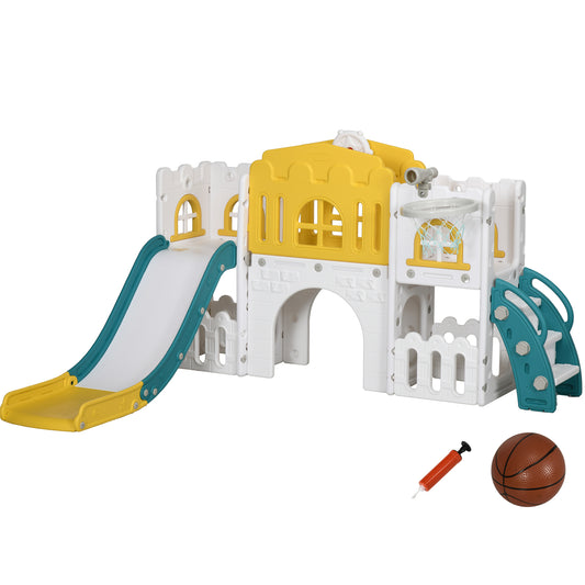 7-in-1 Toddler Slide for Ages 1-3 Years with Basketball Hoop