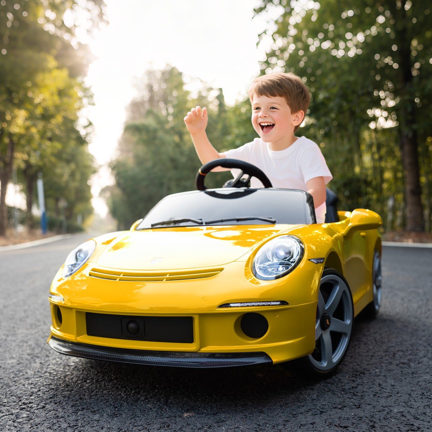 Kids Electric Car, 12V Licensed RUF GT Ride on Car with Suspension (1)
