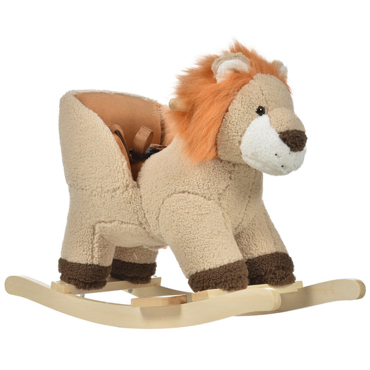 Kids Lion-themed Rocking Horse, with Roaring Sound Button, Seatbelt