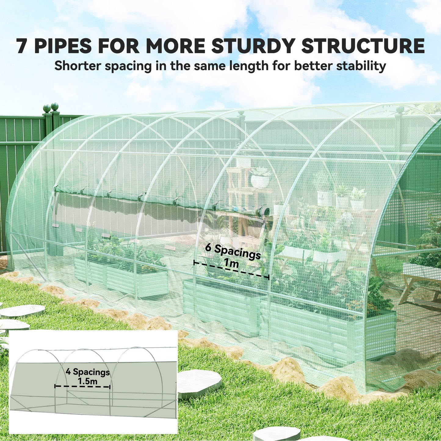 Large Polytunnel Walk In Greenhouse