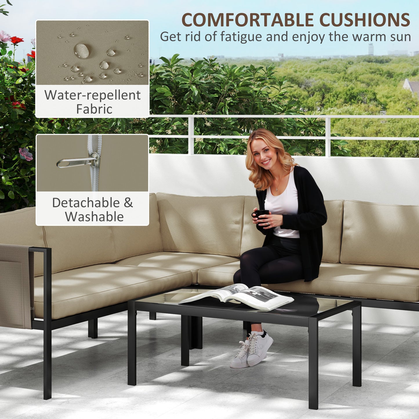 5 Seater Garden Corner Sofa Set