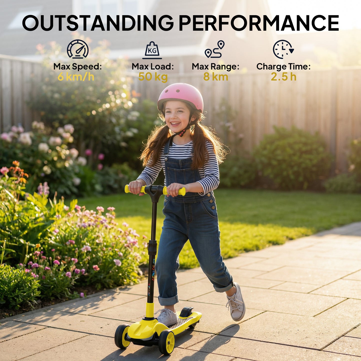 Three-Wheel Foldable Electric Scooter for Kids Aged 6-10 Years