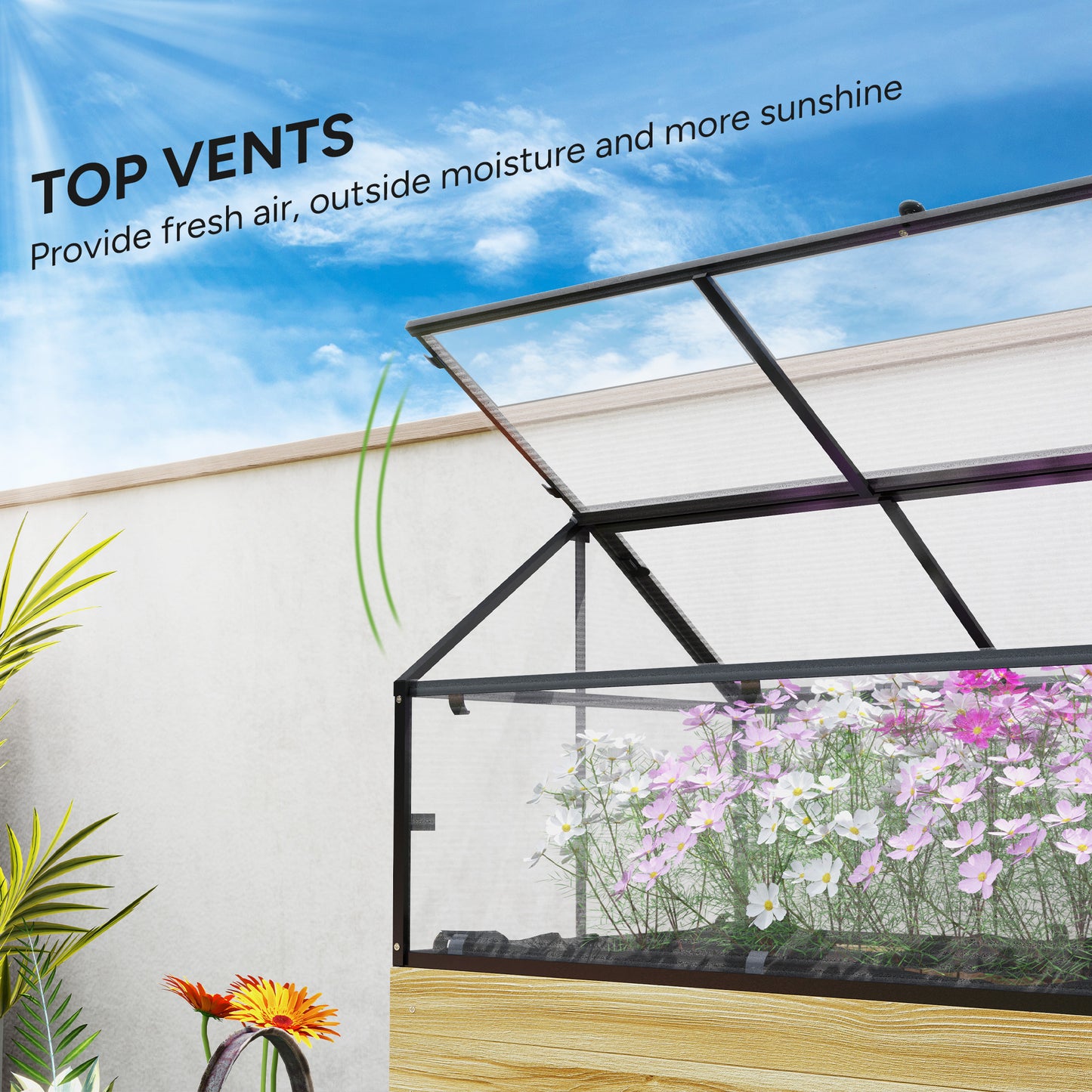60 x 120cm Raised Garden Bed with Wooden Base