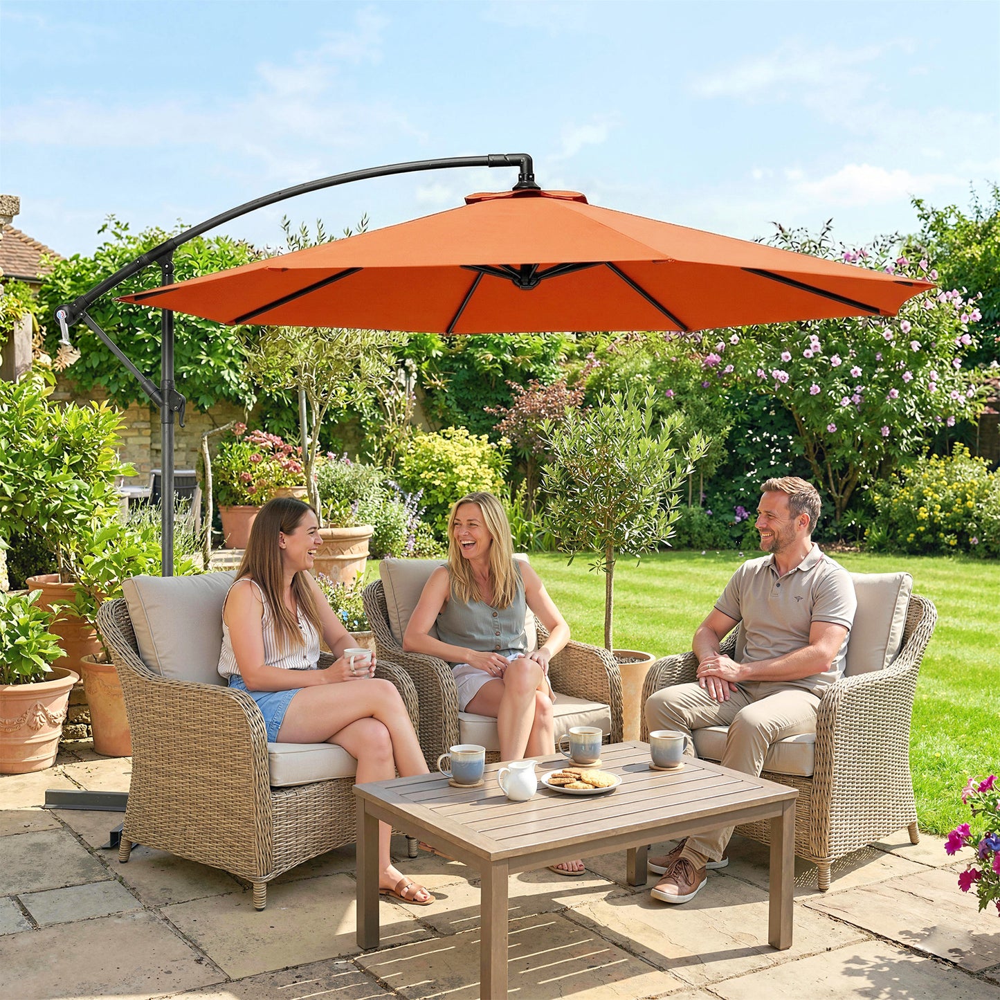 3 m Cantilever Parasol with Cross Base