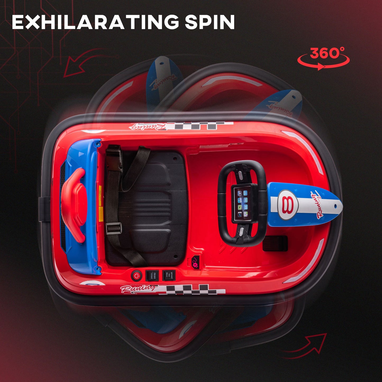 6V Electric Kids Bumper Car, 6V Spin Waltz Car, with Music, Horn