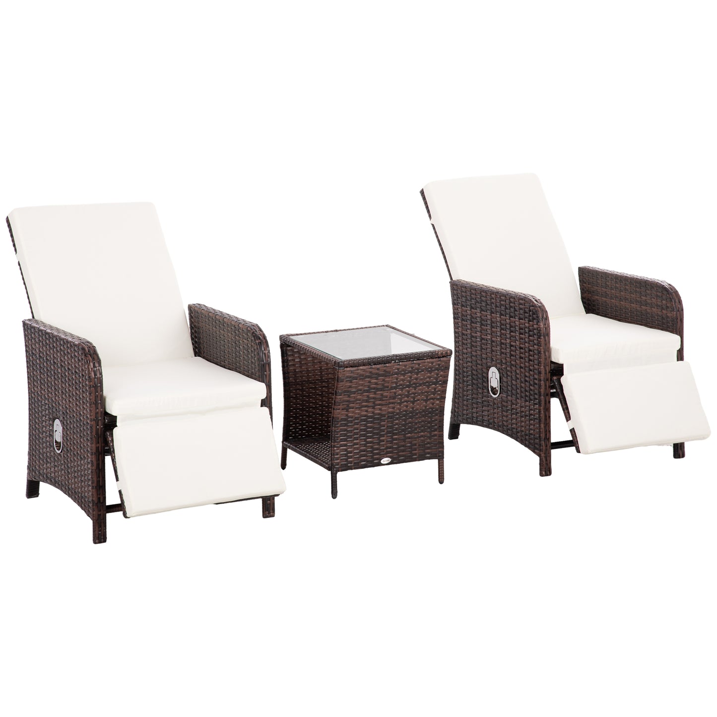 3 Pieces Rattan Bistro Set Balcony Furniture with Cushions