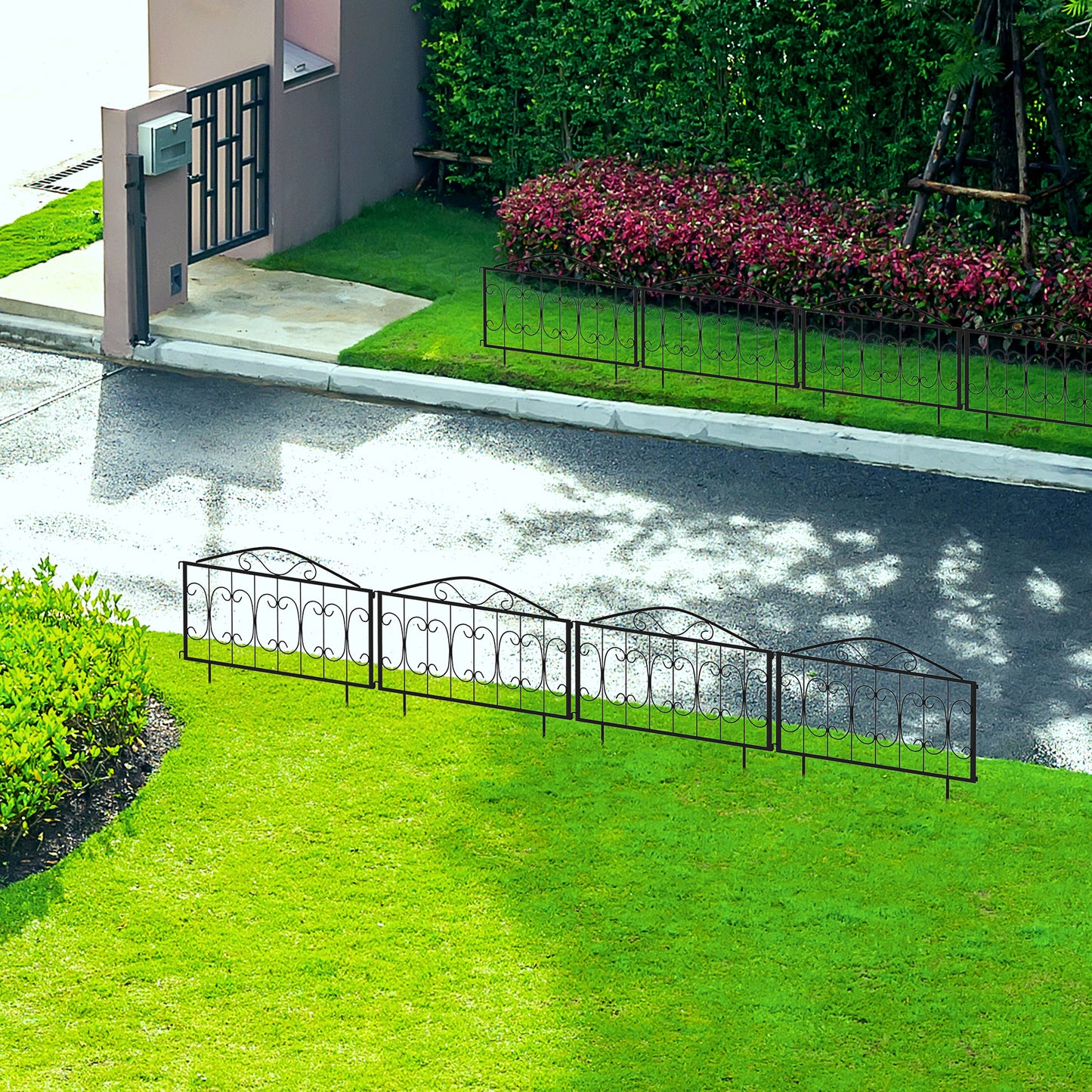 Decorative Garden Fencing, 8PCs Outdoor Picket Fence Panels