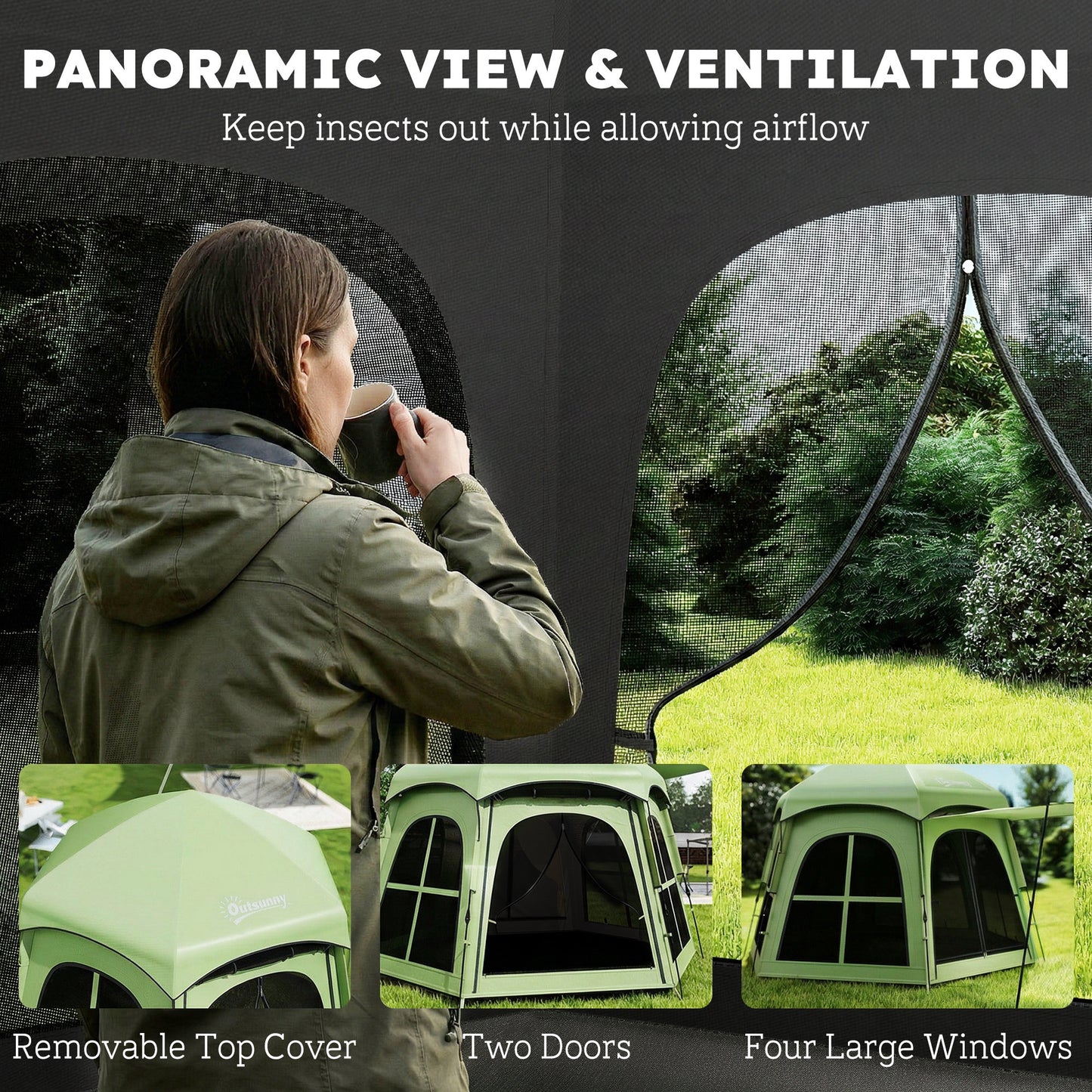 Pop Up Tent 3000mm Waterproof Instant Camping Tent 3-4 Person
