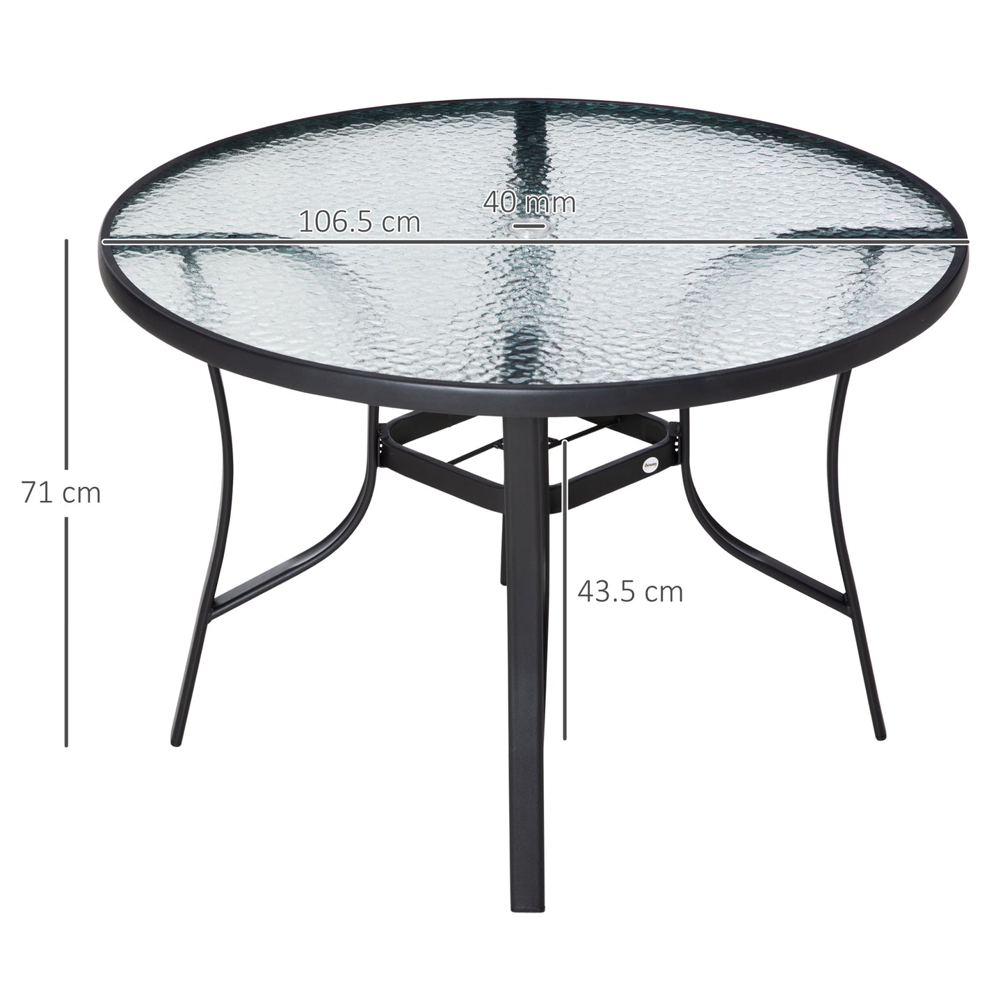 106cm Round Garden Dining Table with Parasol Hole
