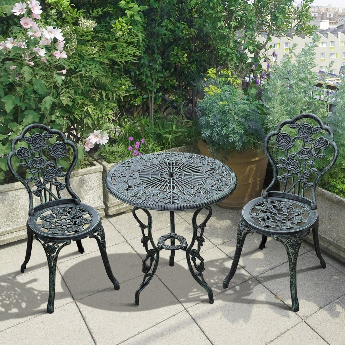 Cast Aluminium Outdoor Patio Garden Bistro Elegant Design Table