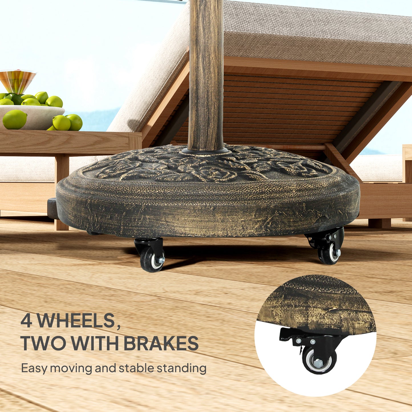 Parasol Base, Umbrella Base with Wheels Cast Iron Effect