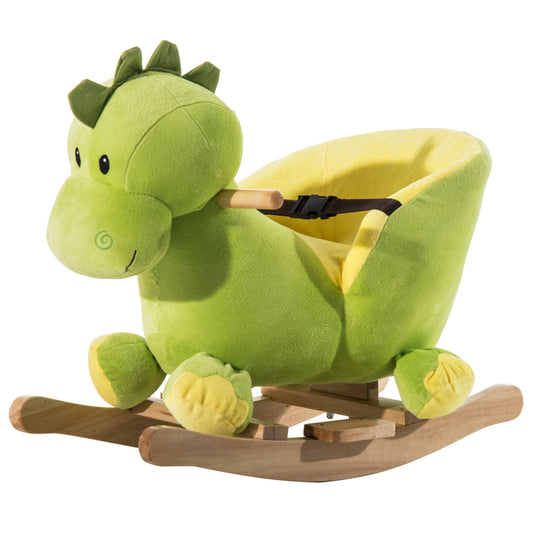 Kids Rocking Horse, Plush Ride-On Dinosaur Seat, with Seat Seat Belt