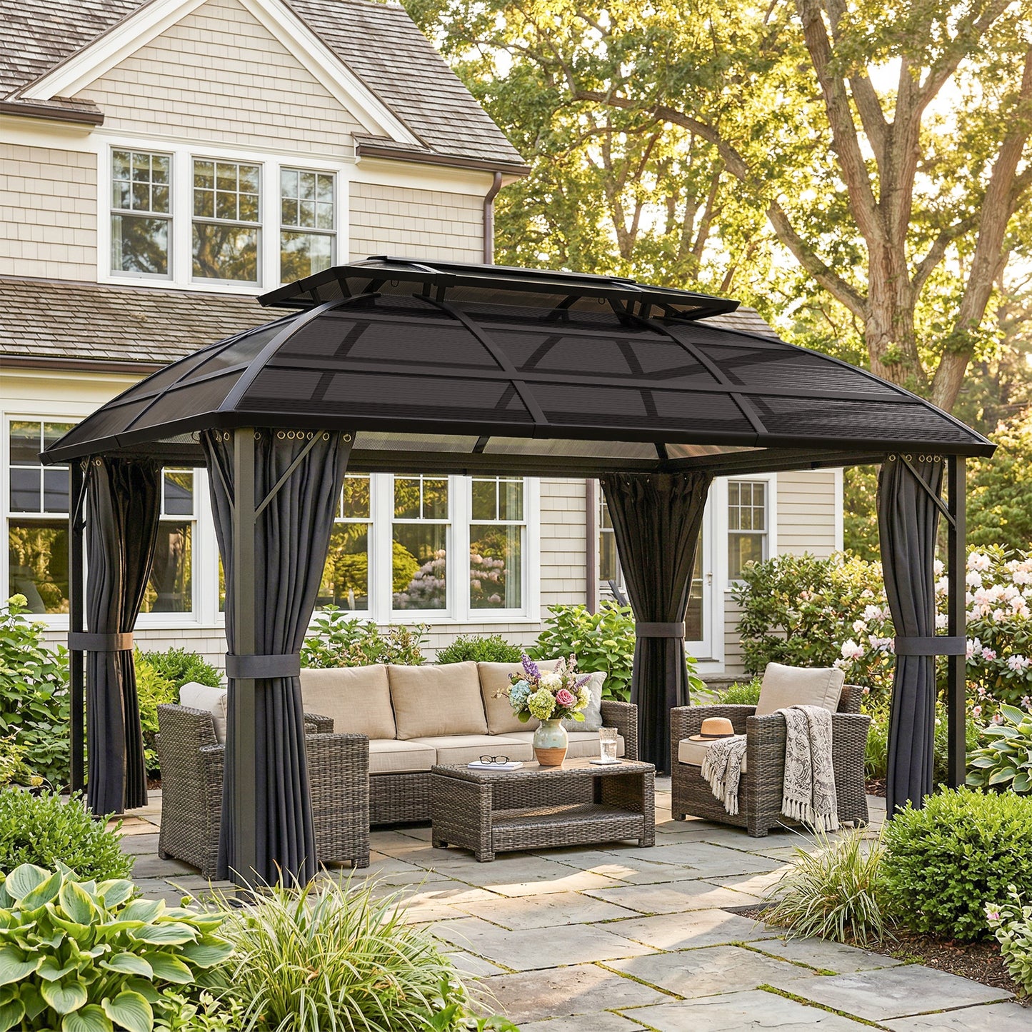 4 x 3m Aluminium Frame Hard Gazebo, with Accessories