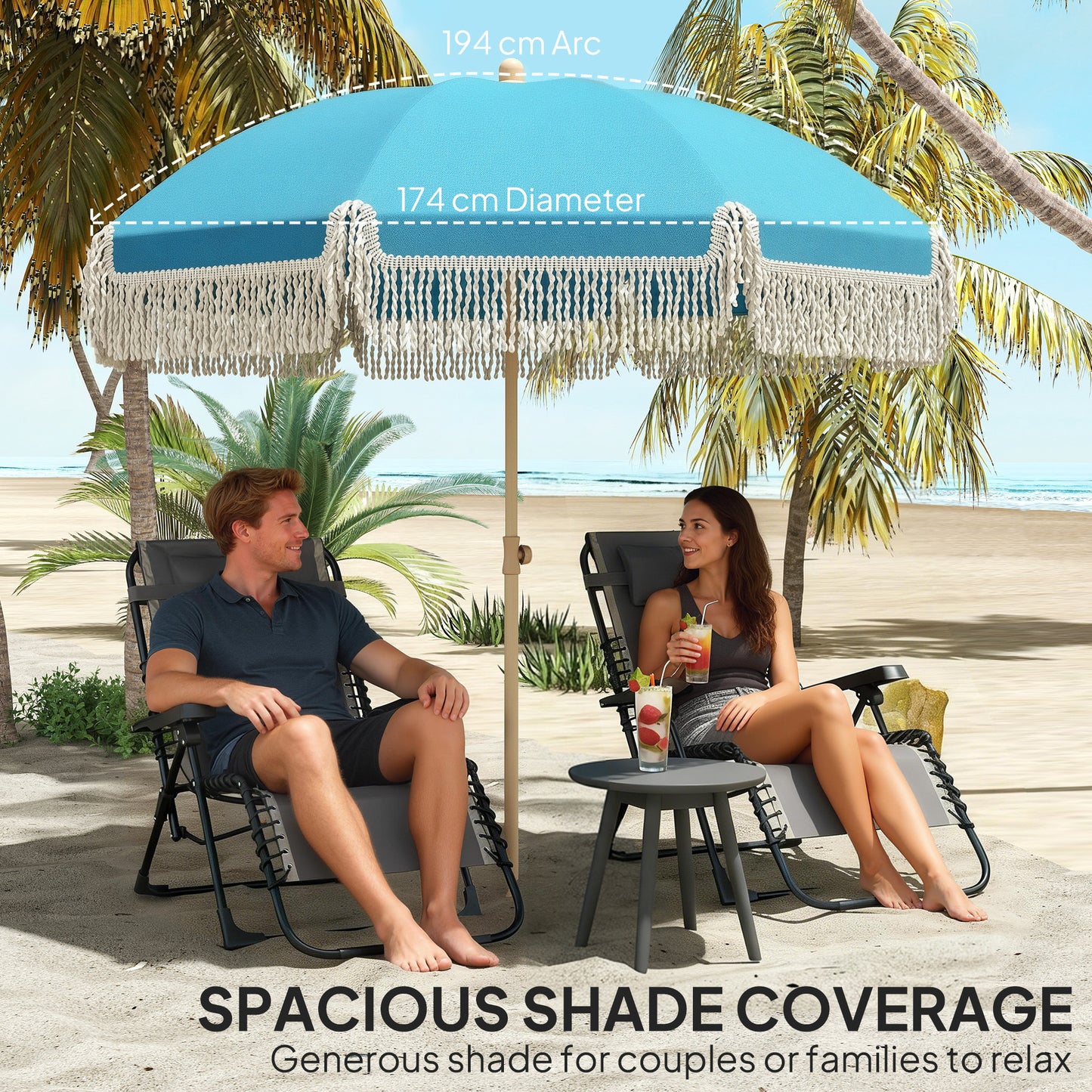 1.7 m Beach Umbrella with Sand Anchor (1)