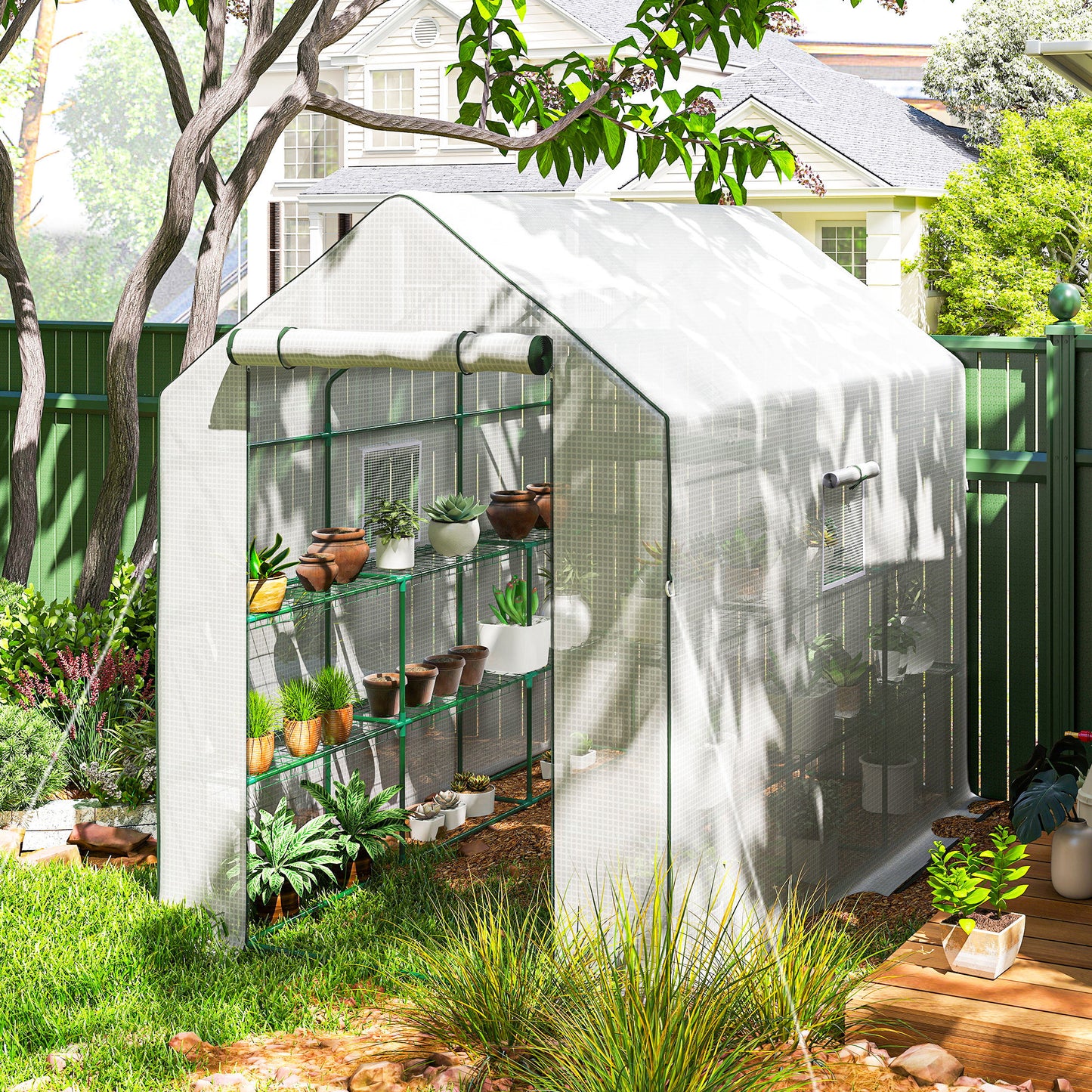 Walk-in Greenhouse with 3 Tier 12 Shelves