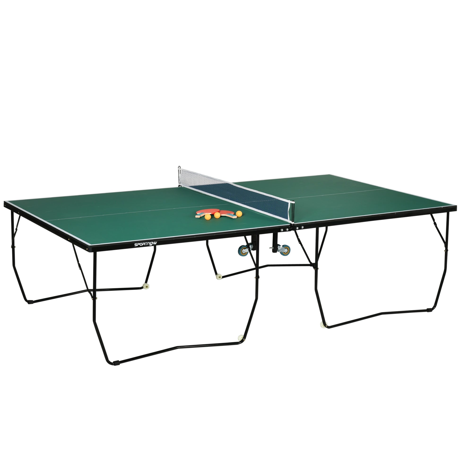 9FT Folding Tennis Table, with 8 Wheels, for Indoor Use