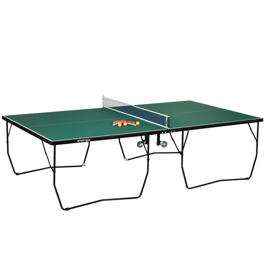 9FT Folding Tennis Table, with 8 Wheels, for Indoor Use