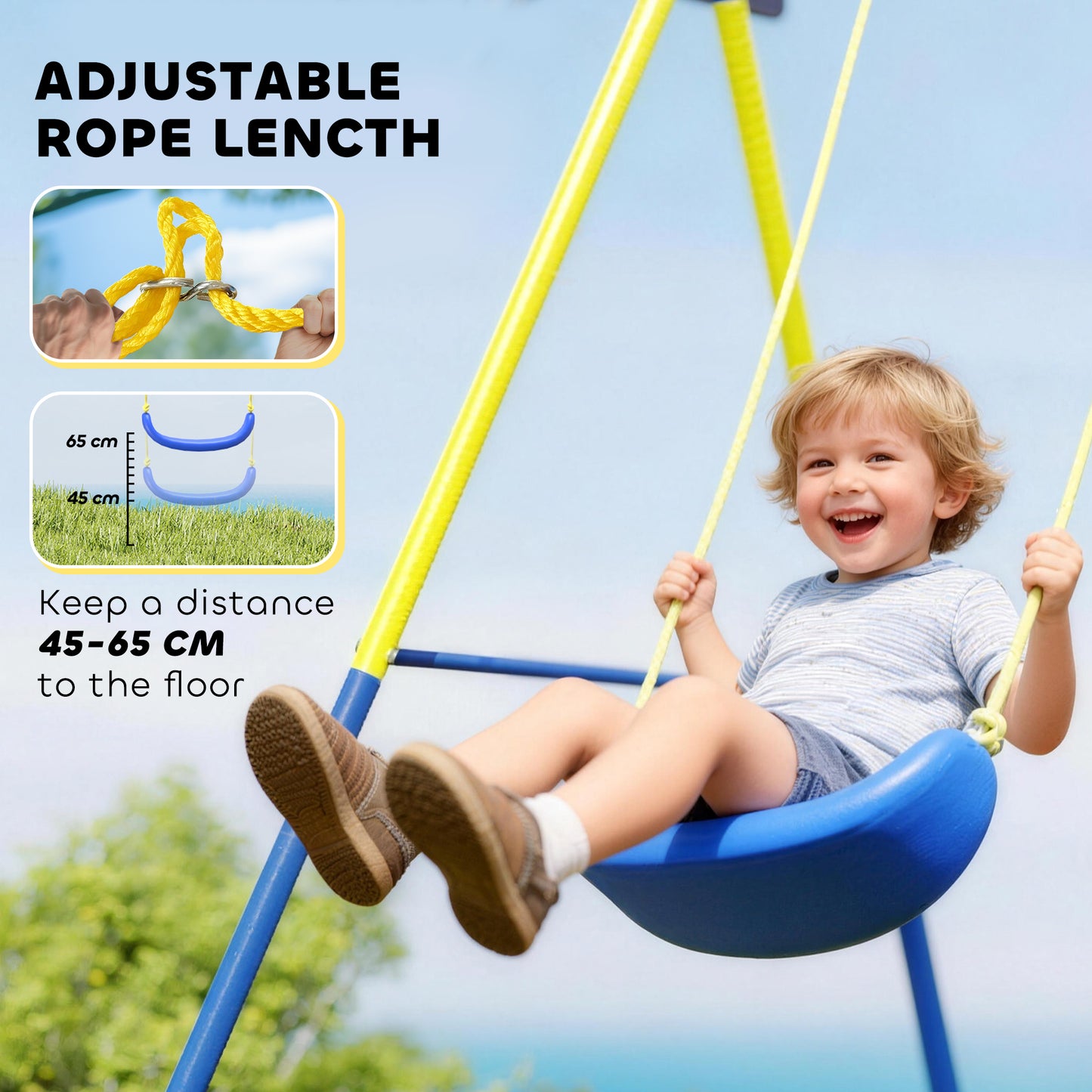 4-in-1 Kids Swing Set with Saucer Swing