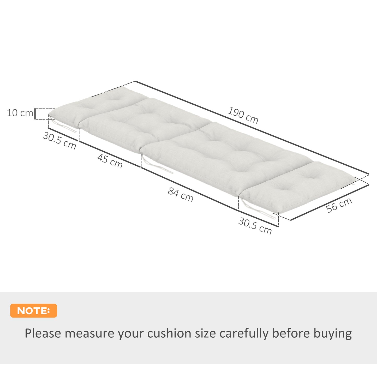 Set of Two 190 x 56cm Sun Lounger Cushions