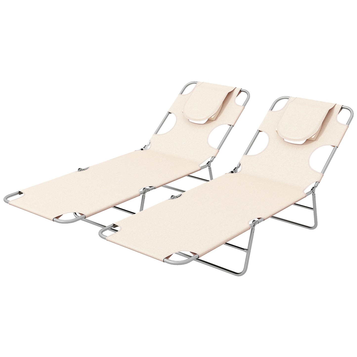 Foldable Sun Lounger Set of 2