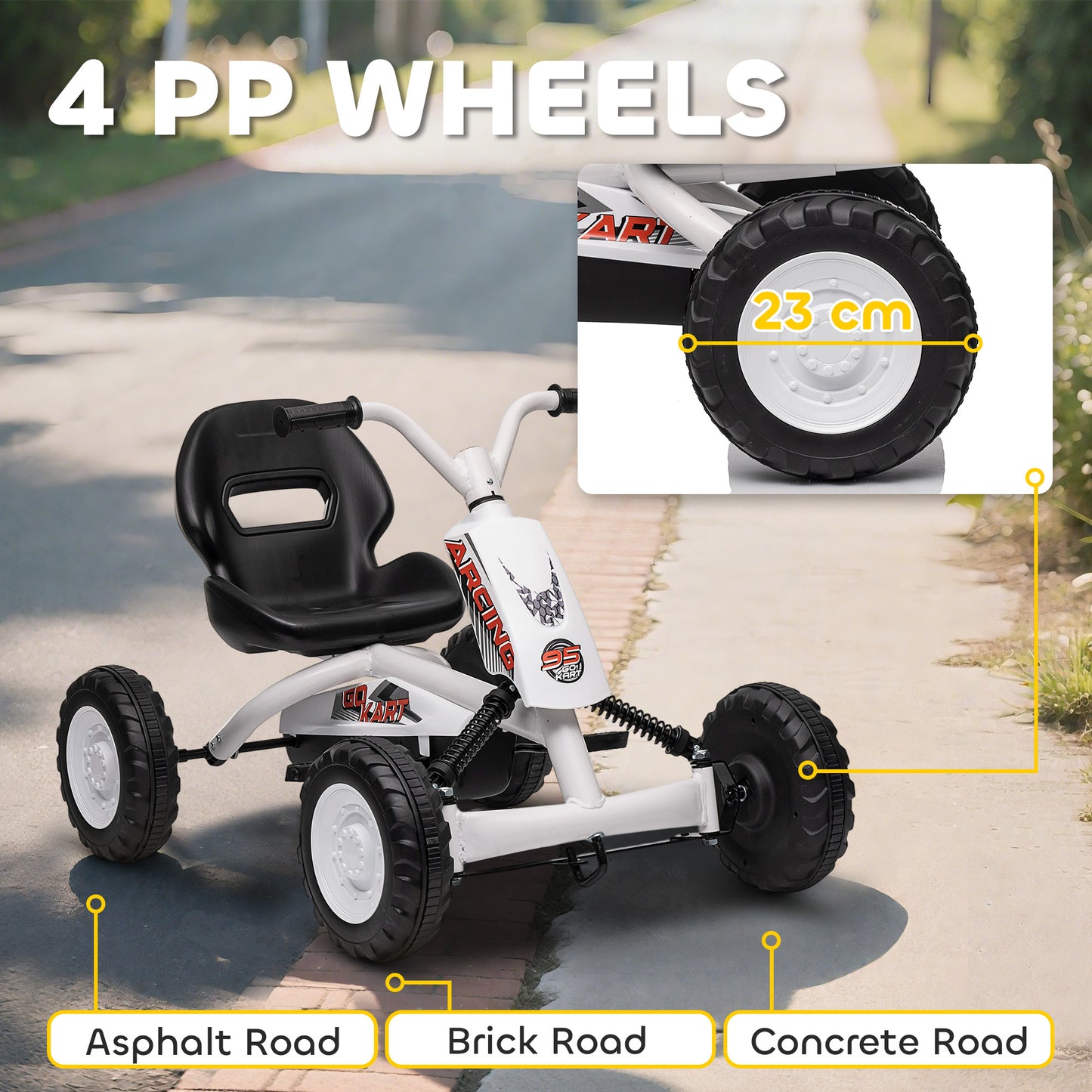 Kids Pedal Go Kart with Steel Frame, Sporty Design, for Ages 2-5 Years