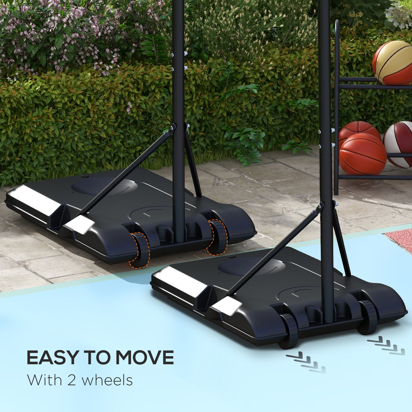 Adjustable Basketball Stand Net System, with Wheels, Enlarged Base