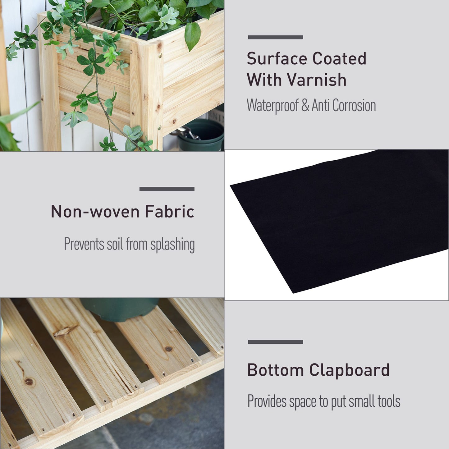 Wooden Raised Plant Stand Outdoor Flower Bed Box