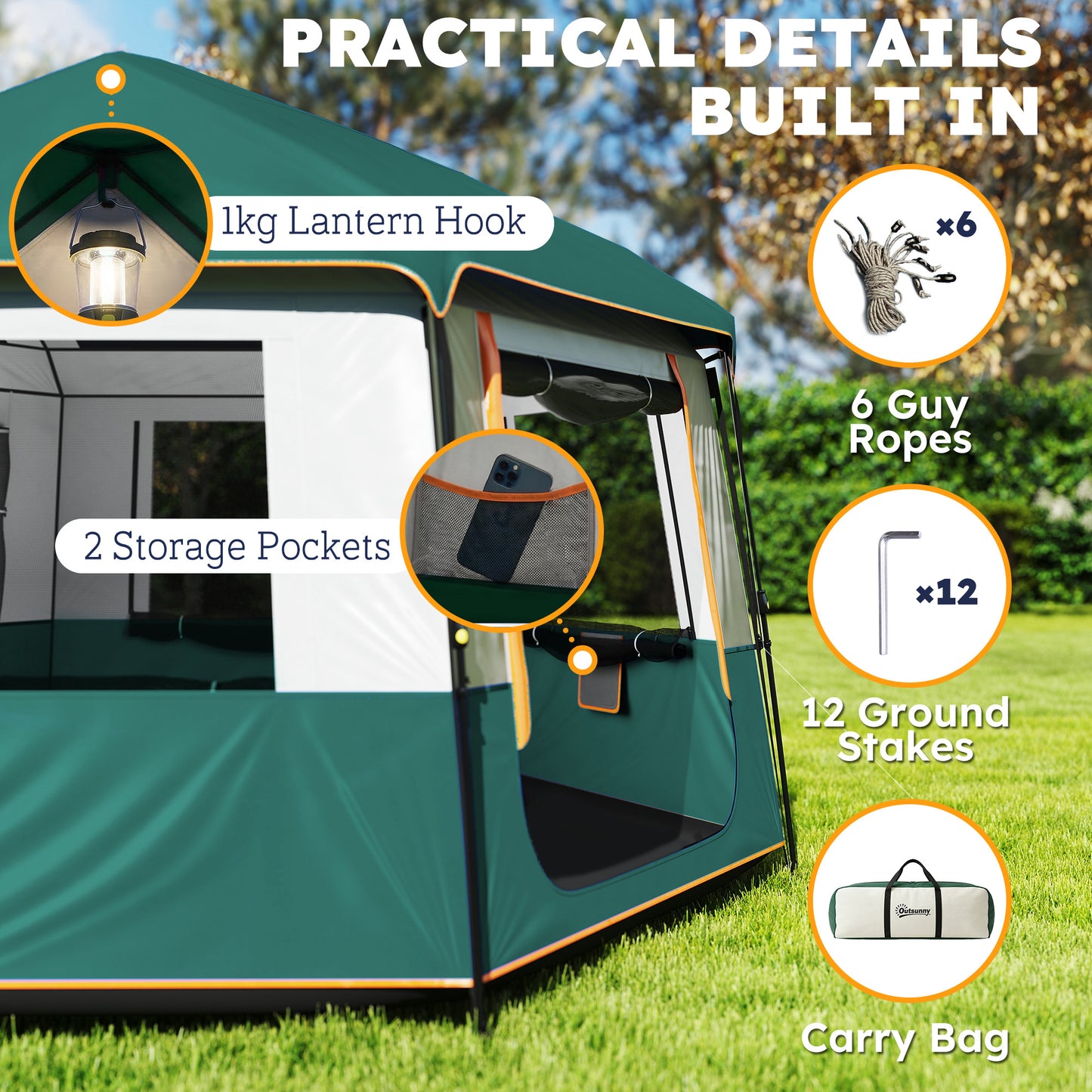 Cabin Tent Easy Setup 3000mm Waterproof Camping Tent 4 Person