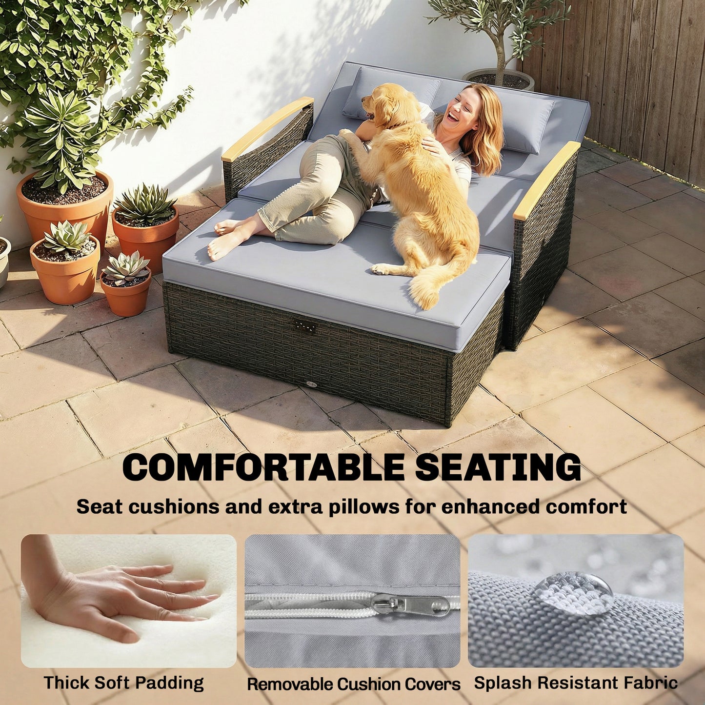 Double Garden Rattan Daybed