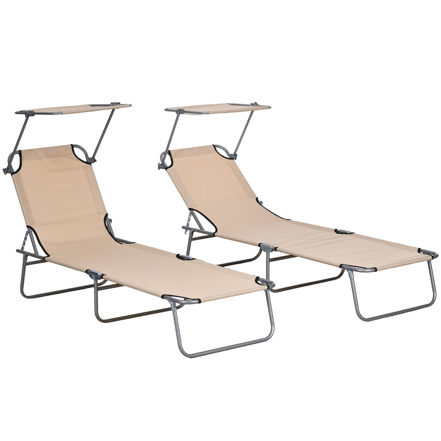 Folding Sun Lounger with Canopy