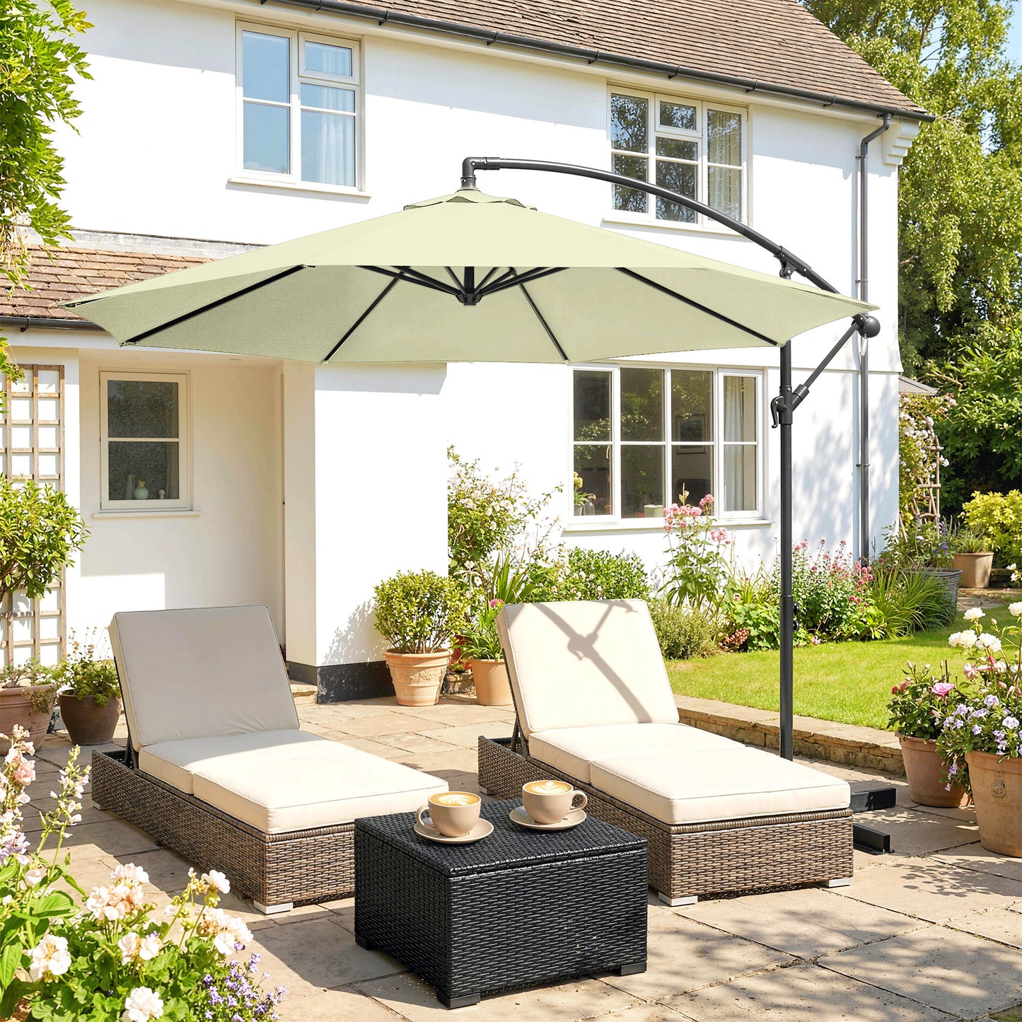 3m Overhanging Cantilever Parasol, with Cross Base (1)
