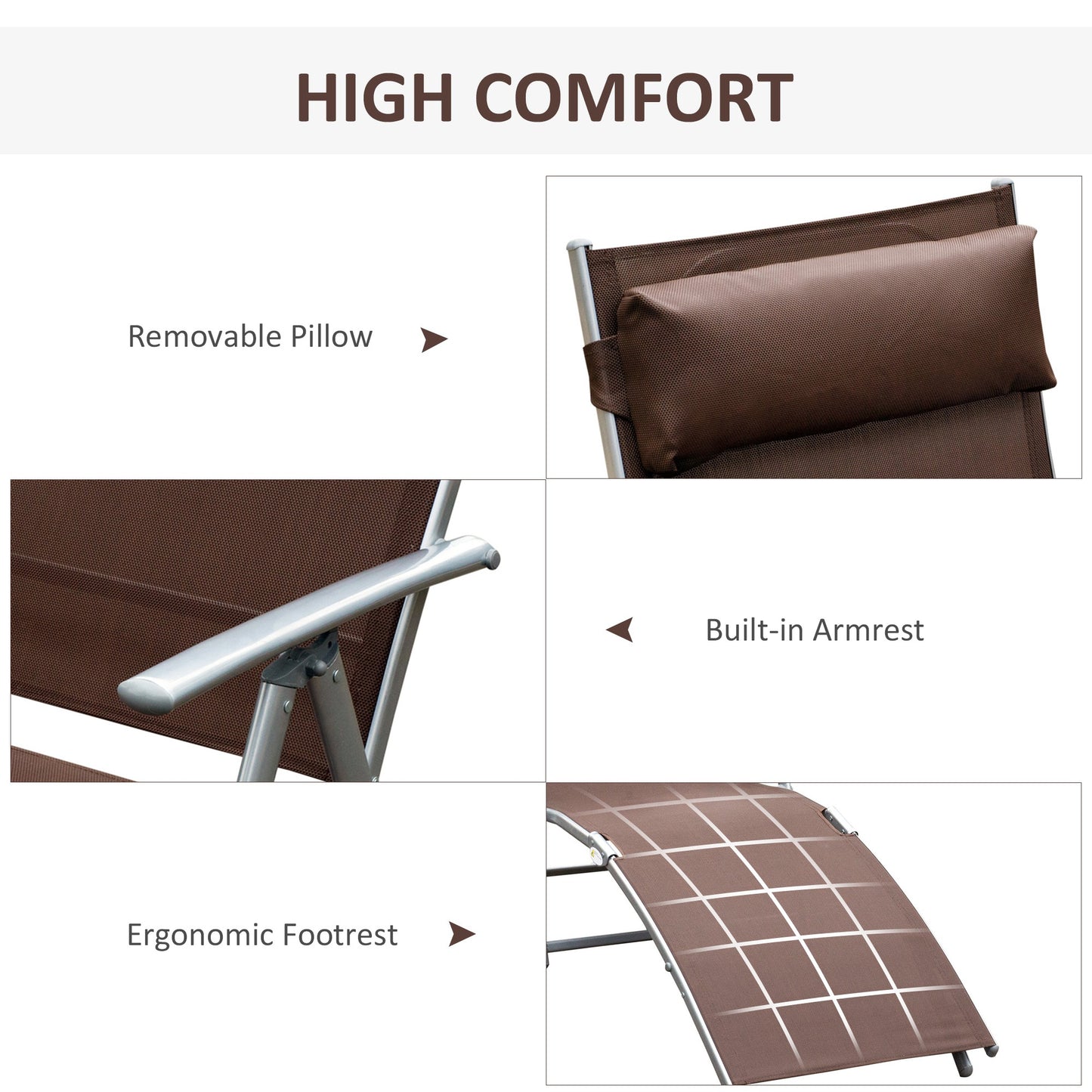 Sun Lounger Steel Frame Outdoor Folding Chaise Texteline Lounge (3)