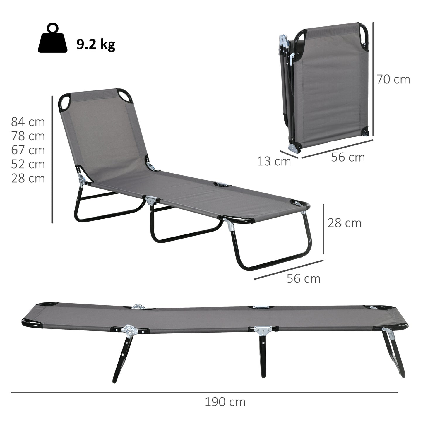 Garden Sun Lounger, with Five-Position Back (2)