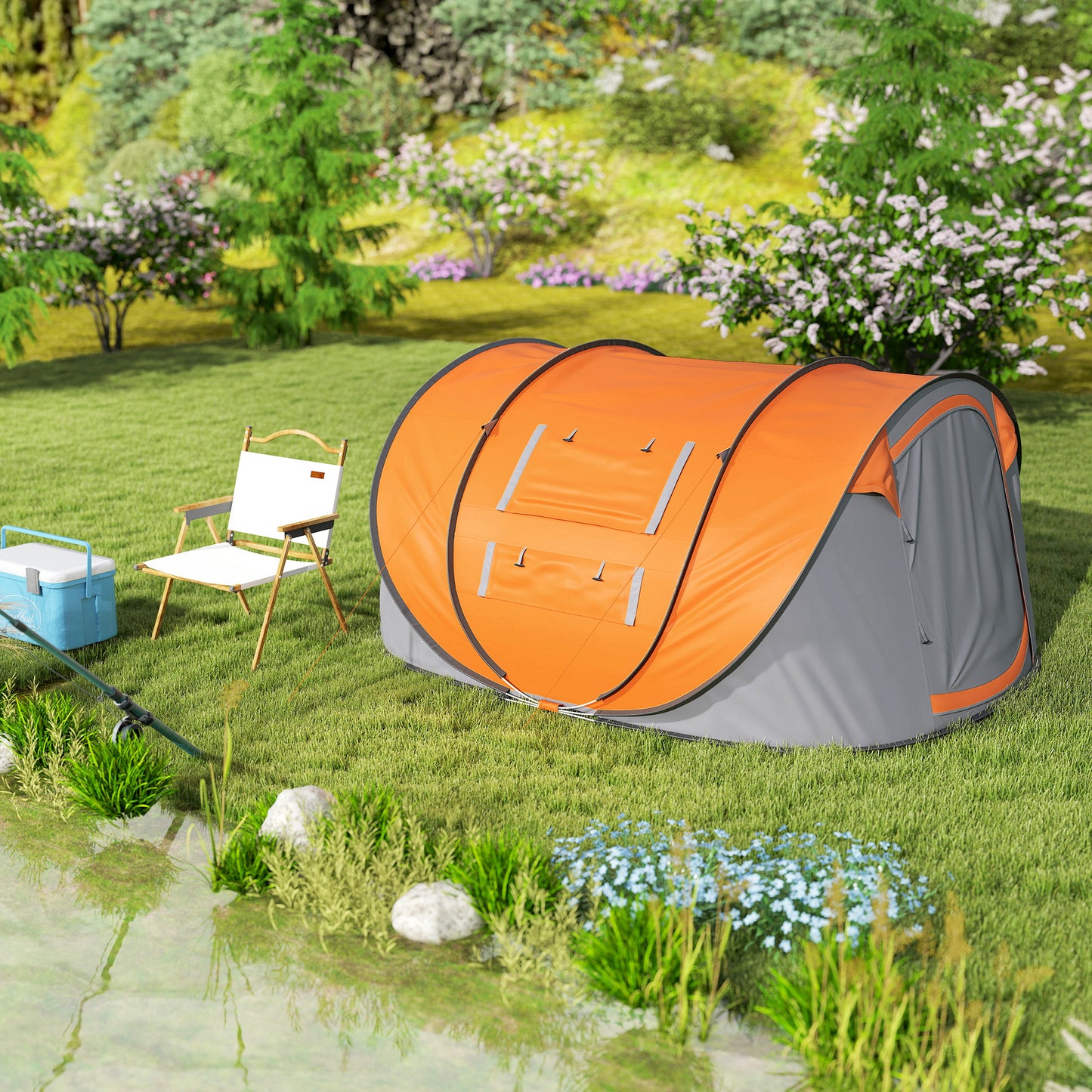 4 Person Pop-up Camping Tent Family Tent with Ground Sheet