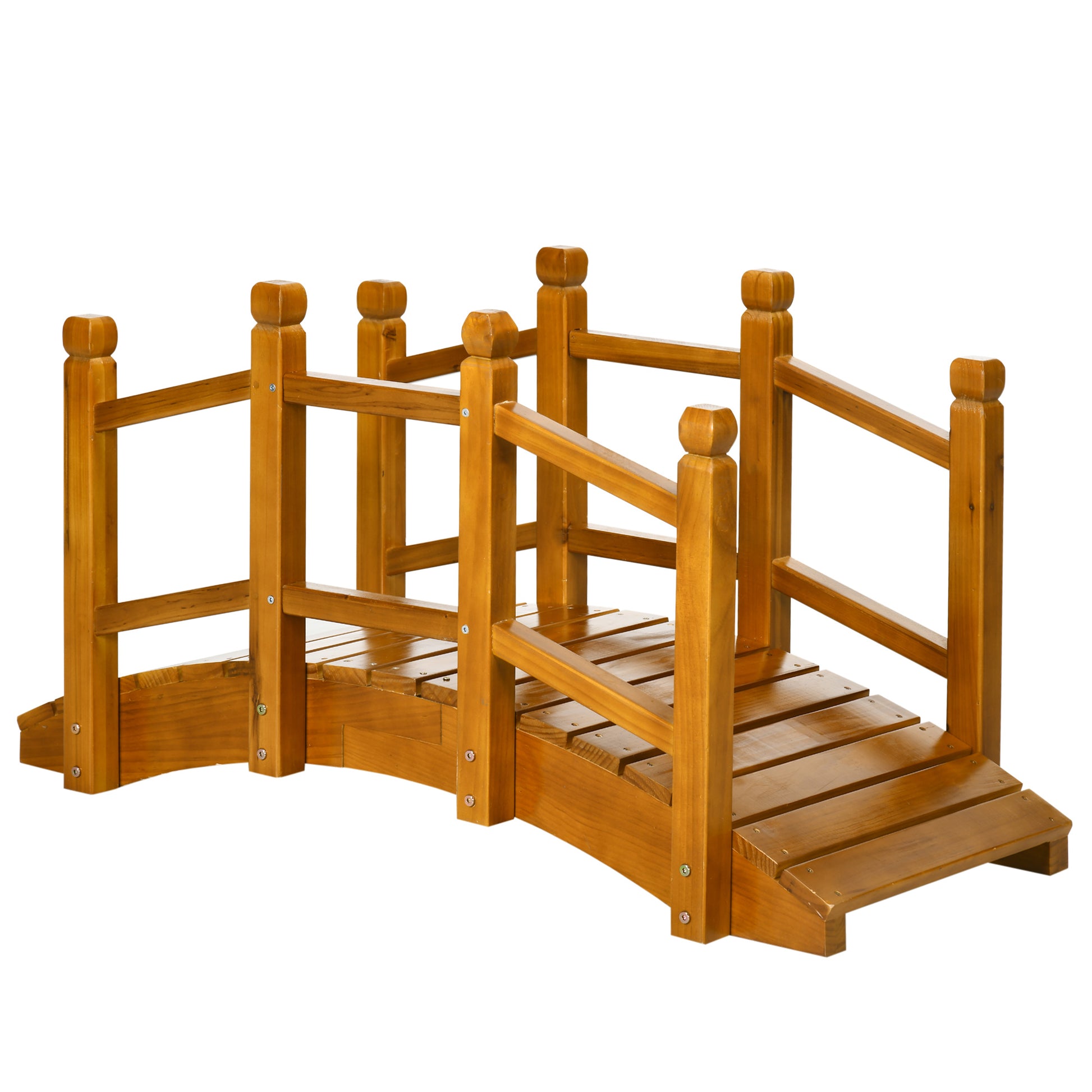 Wooden Garden Bridge with Safety Railings
