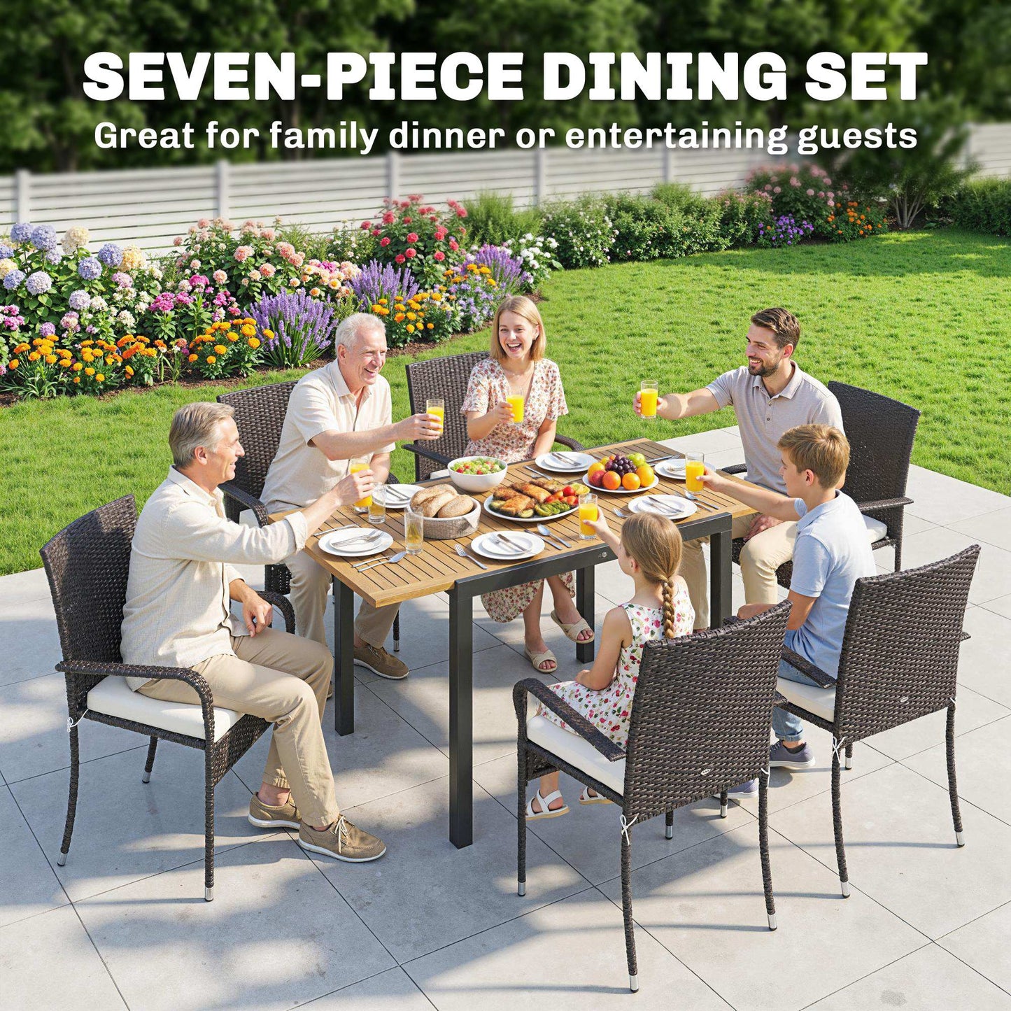 7 Piece Rattan Garden Furniture Set