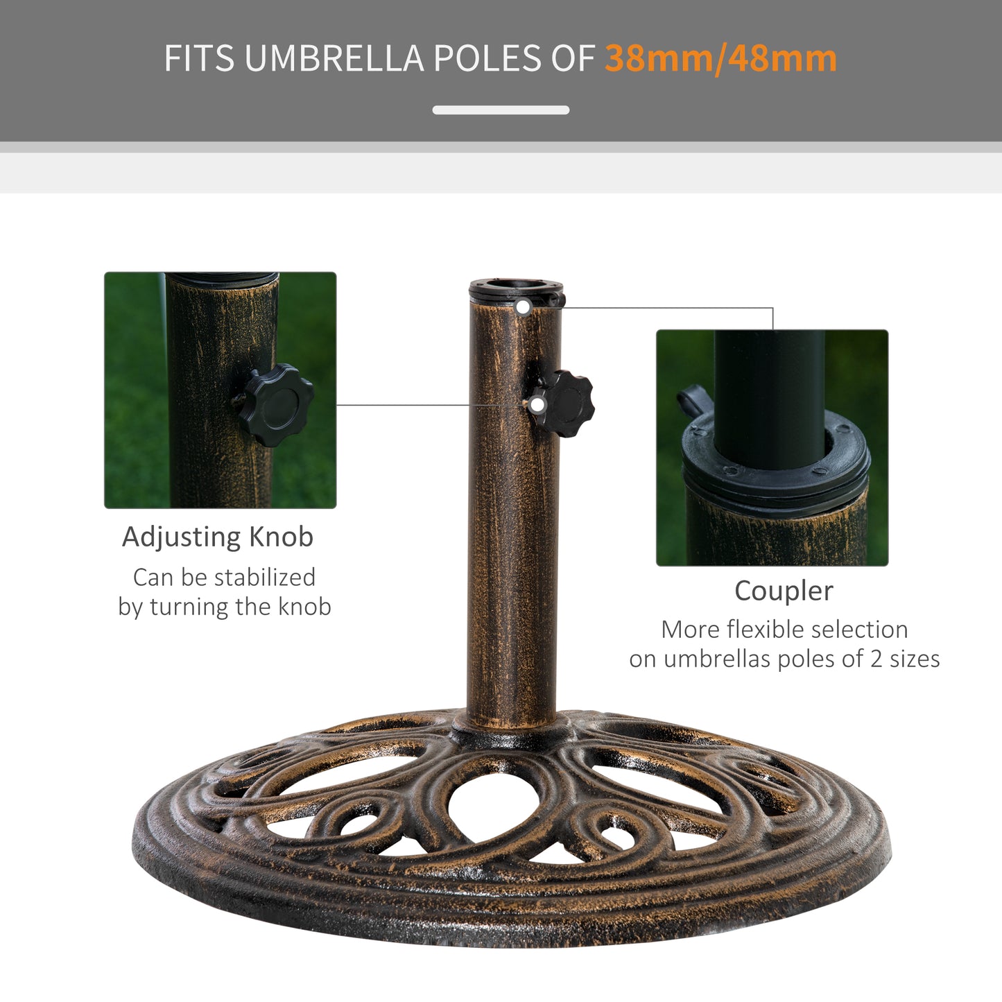 11.5 kg Cast Metal Round Patio Umbrella Base Stand