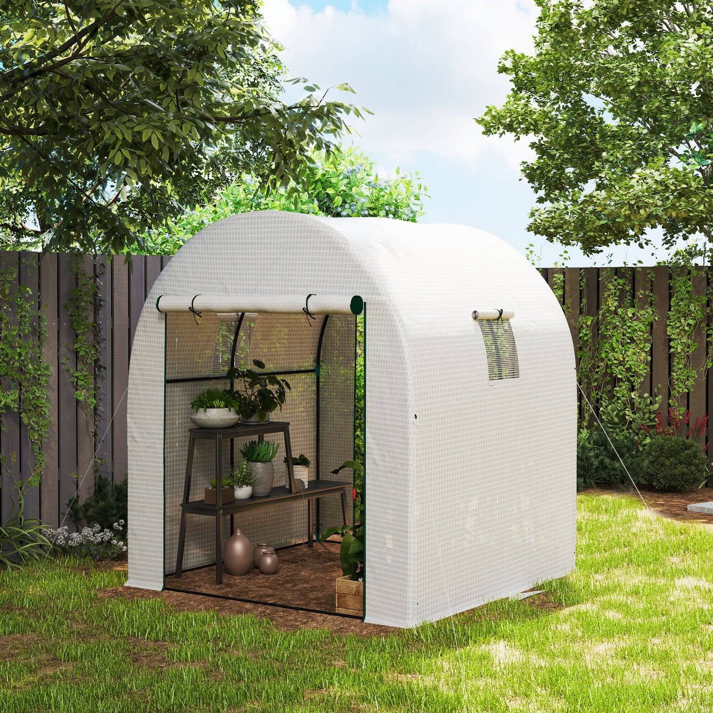 180 x 180cm Walk-In Polytunnel Greenhouse