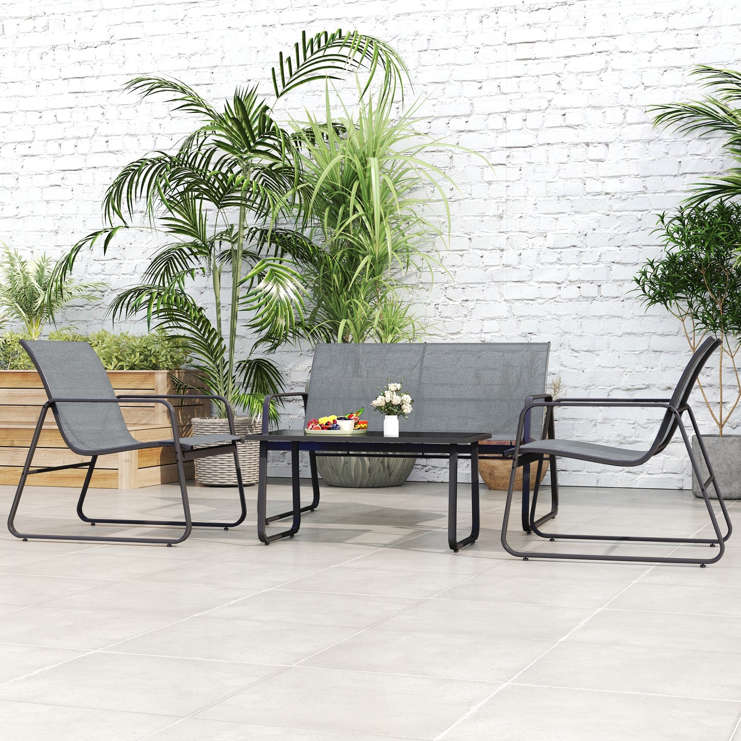 Four-Piece Minimalistic Garden Sofa Set