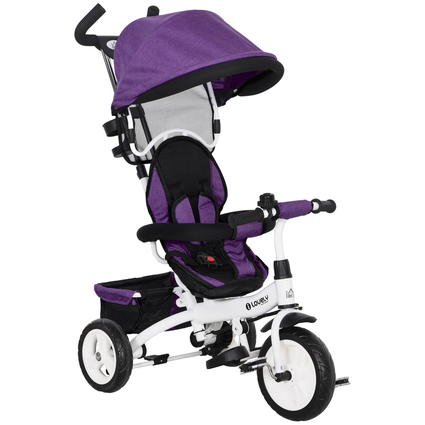 6 in 1 Kids Trike Push Bike w/ Push Handle, Canopy