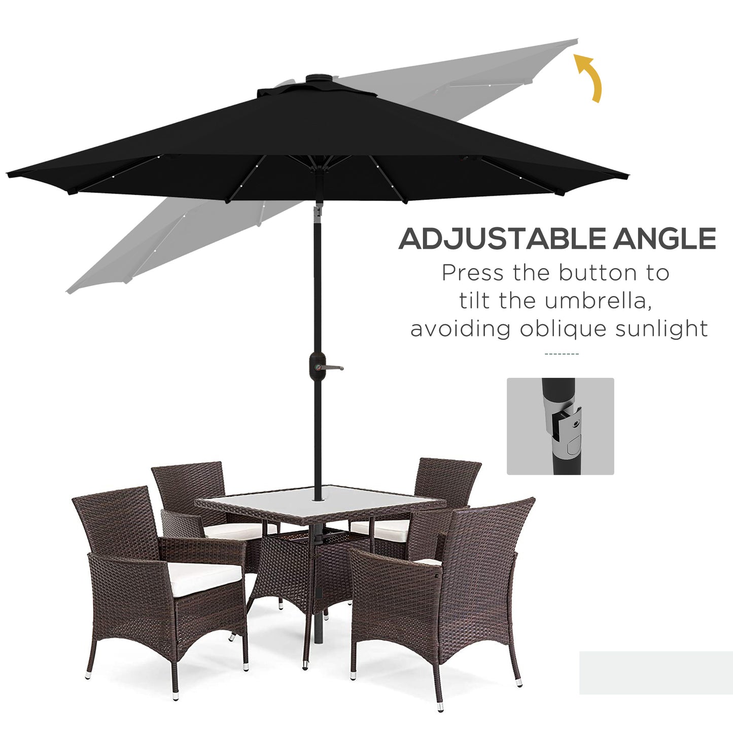 2.7m Outdoor Patio Garden Umbrella Parasol with Tilt Crank