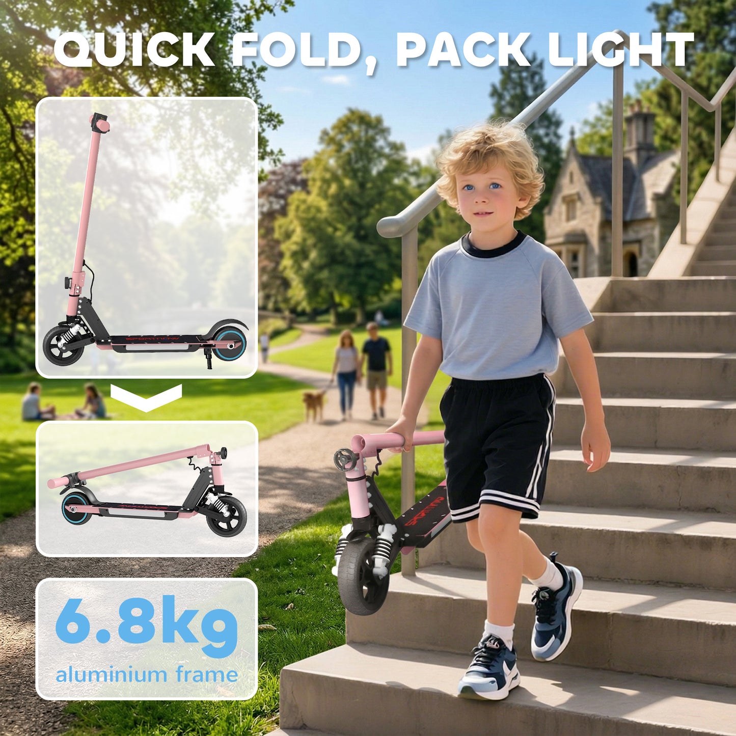 Folding Electric Scooter for Kids, with Dual Brakes