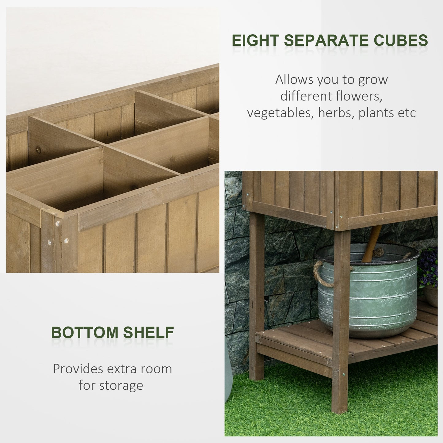 Wooden Herb Planter Raised Bed Container Garden Plant Stand Bed 8