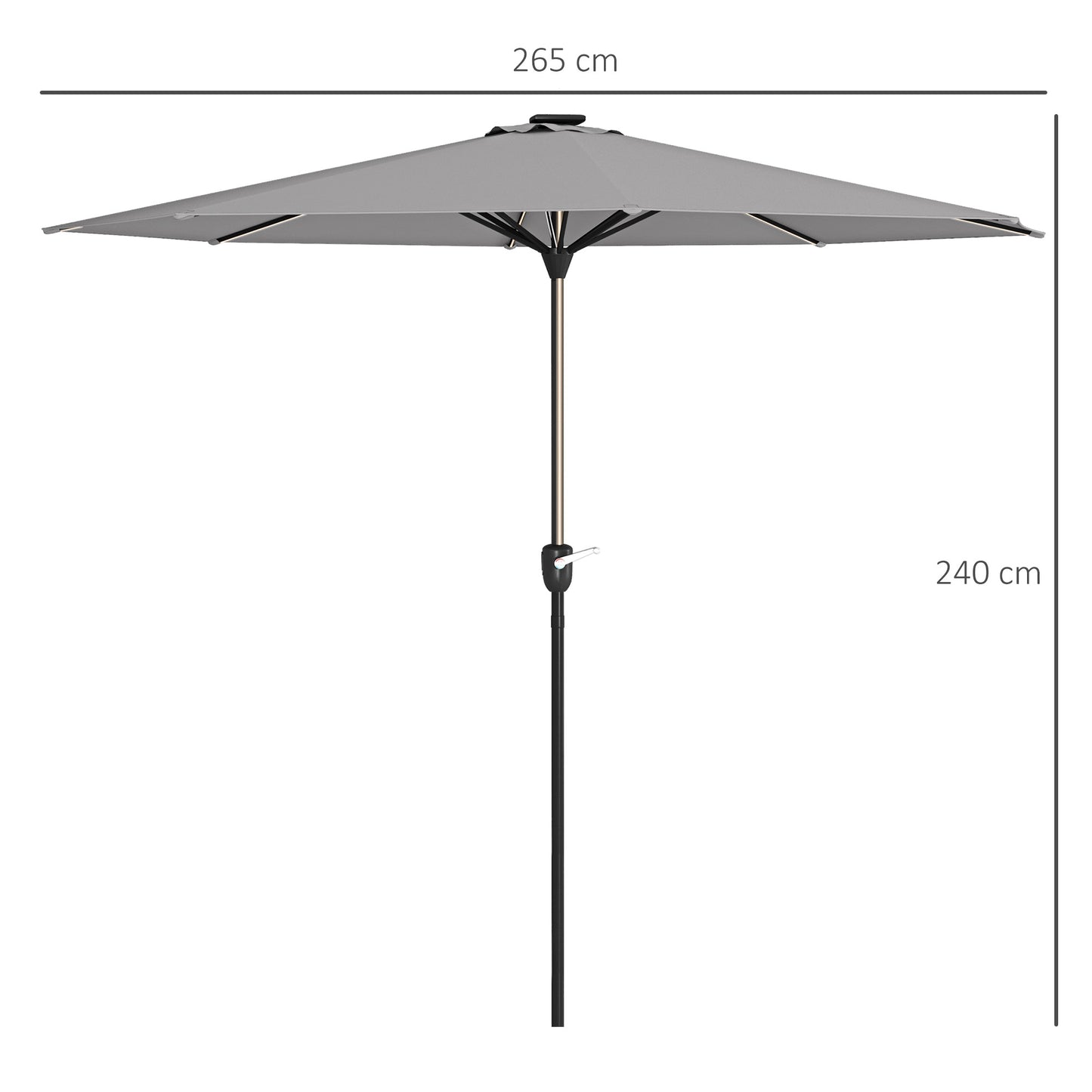 2.65m Garden Parasol, with LED Lights