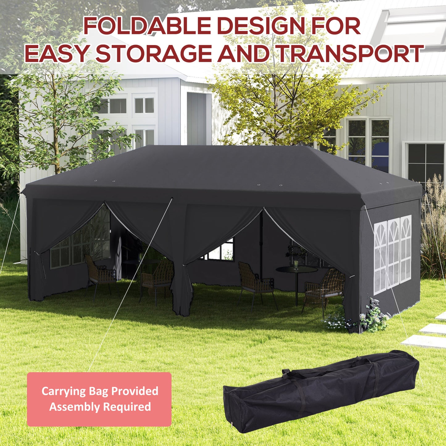 Outsunny 3 x 6 m Garden Pop Up Gazebo, Wedding Party Tent Marquee